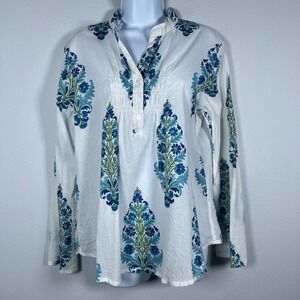 Liza Byrd Tunic Top Womens Sz L Beach Coastal Cruise Resort Cotton Lightweight